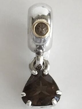 Pandora Close to my Heart Smoky Quartz dangle charm